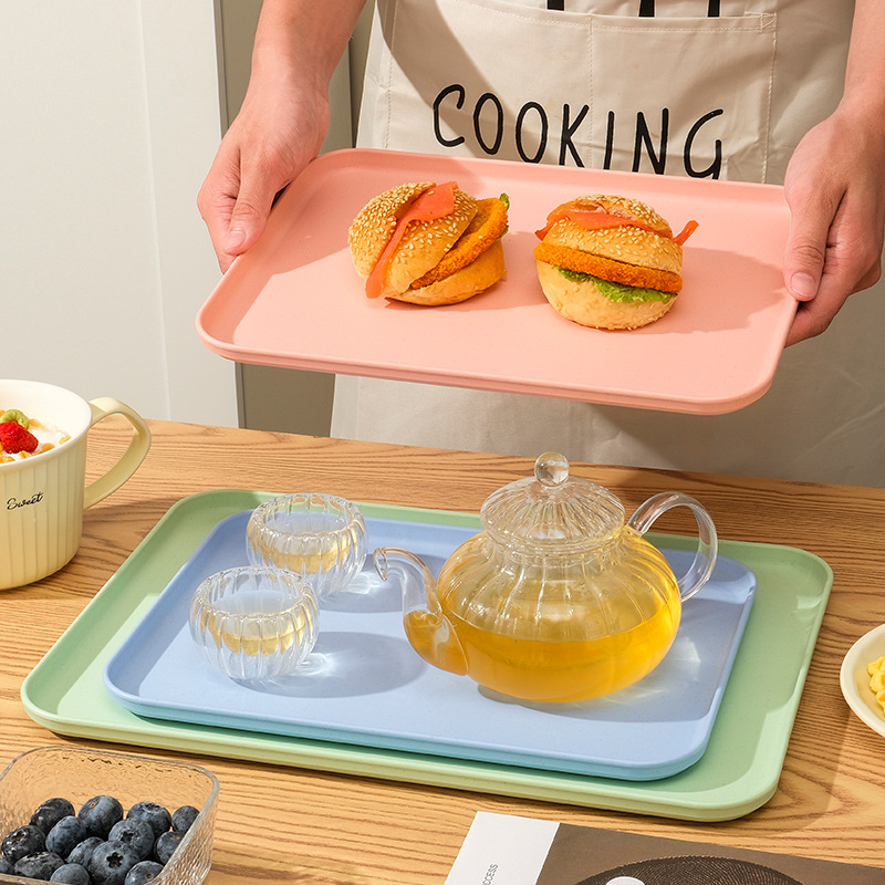 Nordic Rectangular Household Living Room Tray Dining Room Hotel Restaurant Fast Food Tray Simple Style Tea Cup Plastic Tray