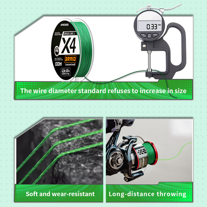 Cross-Border 4-Braided Fishing Line Main Line 100m Fishing Line Wear-Resistant Anti-Bite Sea Fishing Strong Horse Fishing Line Sub-Special Pe Line
