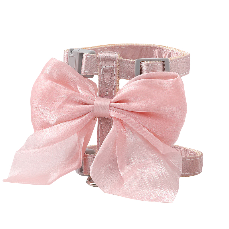 Cat Traction Rope Adjustable Anti-Breakaway Cat Walking Rope Cat Chain Bright Silk Bow Cat I-Shaped Traction Rope Wholesale