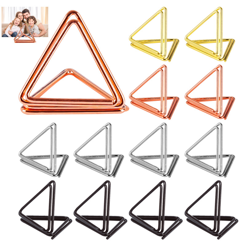Amazon cross-border creative triangle double-layer business card holder creative desktop stand note holder metal message holder