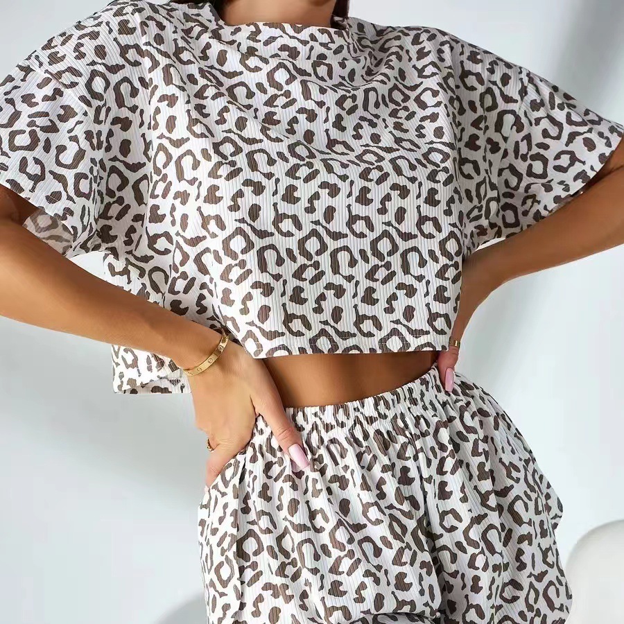 2024Wildberries Cross-Border New Leopard Print Fashion Pajamas European and American Ladies Sexy Pajamas