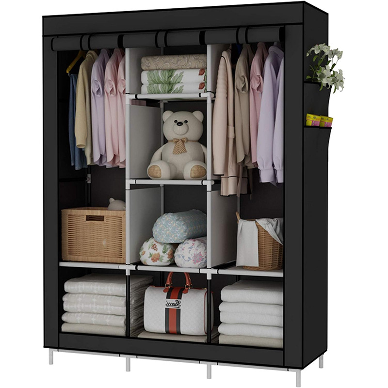 Cloth Wardrobe Assembly Non-Woven Dust-Proof Storage Wardrobe Hanging Simple Wardrobe Hanger Steel Frame Dormitory Combination Foldableing Cabinet