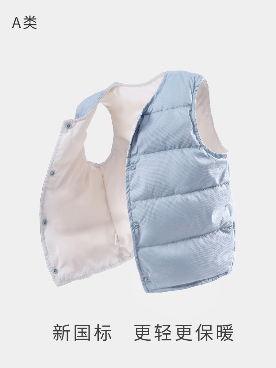 2024 New Children's down Vest 90 White Duck down Boys and Girls Ultra-Light Thickened Warm Vest Baby Waistcoat