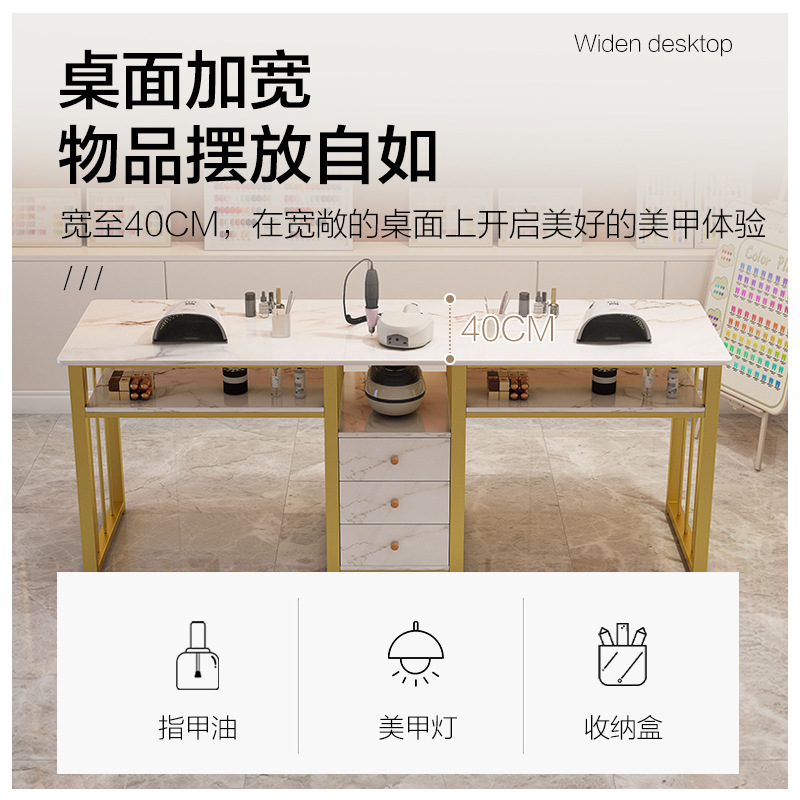 Nail Table Double Manicure Table and Chair Set Modern Manicure Table Economical Salon Furniture for Manicure Use