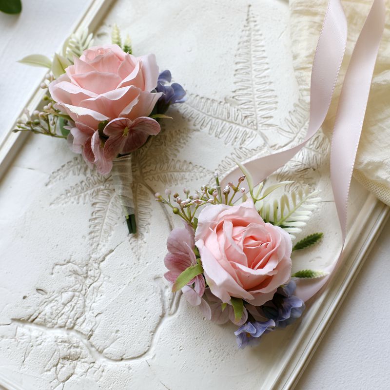 Korean-style European-style retro artificial rose bride bridesmaid wedding wrist flower bridegroom bridesmaid wedding corsage