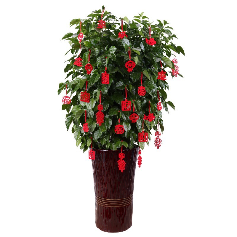 New Year decoration flocking fu character lantern ornaments tree bonsai indoor and outdoor scene layout Spring Festival potted small pendant