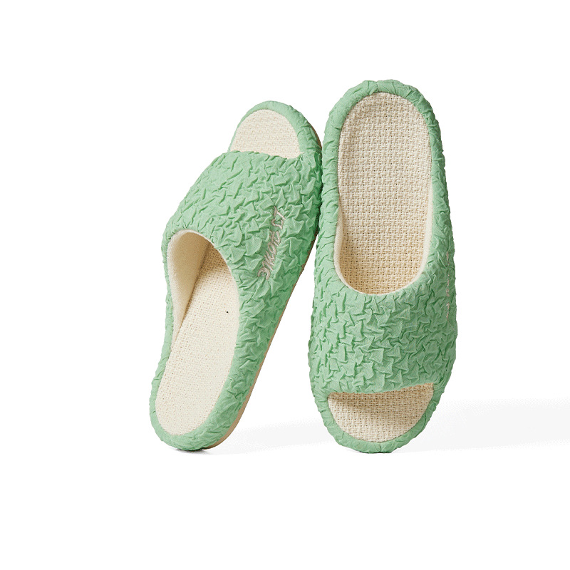 Pleated cotton fabric slippers for women Summer 2024 new autumn and winter Four Seasons universal shoes indoor home breathable sandals
