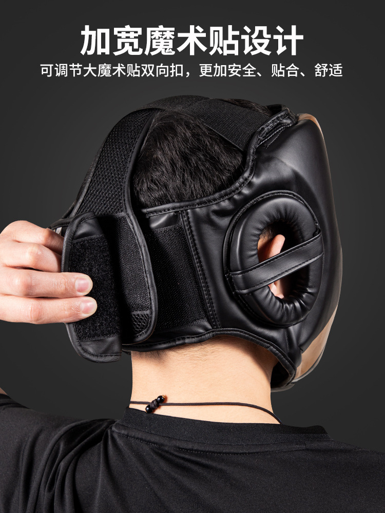 Adult Boxing Helmet, Fighting Kidsren's Sanda Headgear, Muay Thai Practical Training Protective Gear, Monkey Face Nose Bridge and Chin Protection