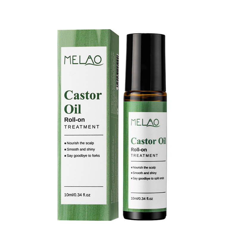 Cross-Border Castor Oil Roller Ball Essential Oil 10ml Portable Hair Care Dense Long Rejuvenating Essence Scalp Nutritional Oil in Stock