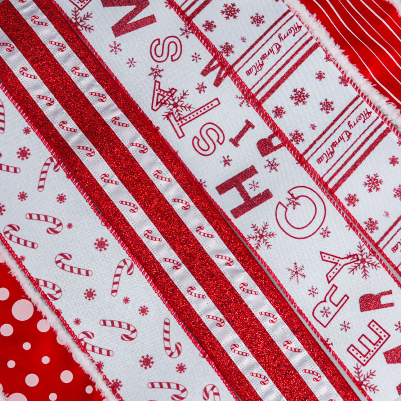 Factory Direct Sale Cross-Border 6cm Wire Edge Imitation Linen Ribbon Gift Box Background Wall Christmas Tree Hanging Top Decorative Bow