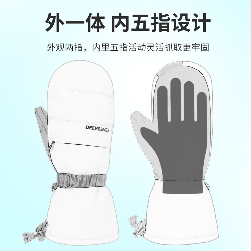 Winter Snowboarding Gloves for Men, Outdoor Warm Windproof Touch Screen Fleece-Lined Waterproof Women's Fingerless Warm Gloves