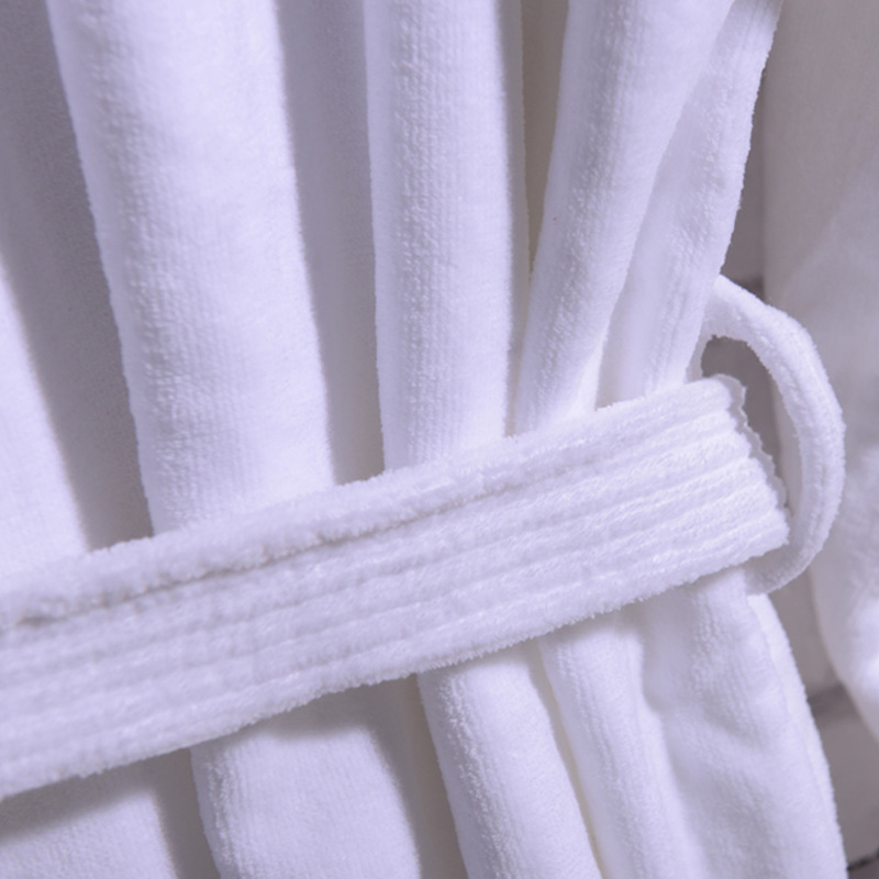 Pure Cotton Towel Material Cut Velvet Thickened Hotel Bathrobe Wholesale Men and Women Absorbent Beauty Salon Nightgown Pure Cotton Bathrobe
