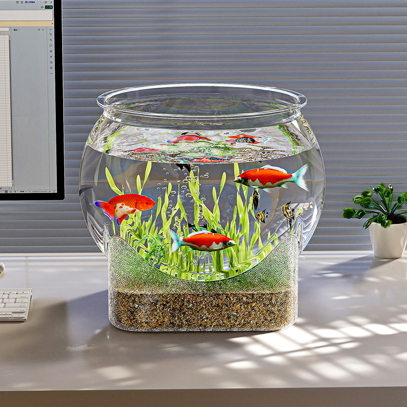 Fish Tank Desktop Small Landscaping Ecological Tank Office Transparent Turtle Tank Wholesale Plastic Anti-Fall and Anti-Break Goldfish Tank