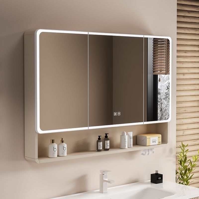 Новый зеркальный шкаф в форме арки из углеродной стали с подсветкой, антизапотеванием, умным сенсорным экраном, шкаф для ванной, складка для хранения