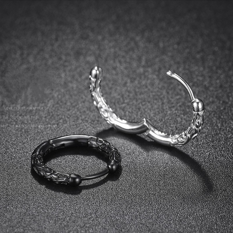 2021 Korean fashion men's and women's earrings copper casting dragon pattern dark line street hip-hop earrings earrings wholesale