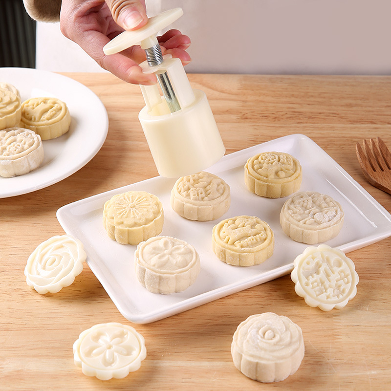 New Mid-Autumn Snowskin Mooncake Mold Home Creative DIY Three-Dimensional Mung Bean Cake Baking Embossing Grinding Tool Wholesale