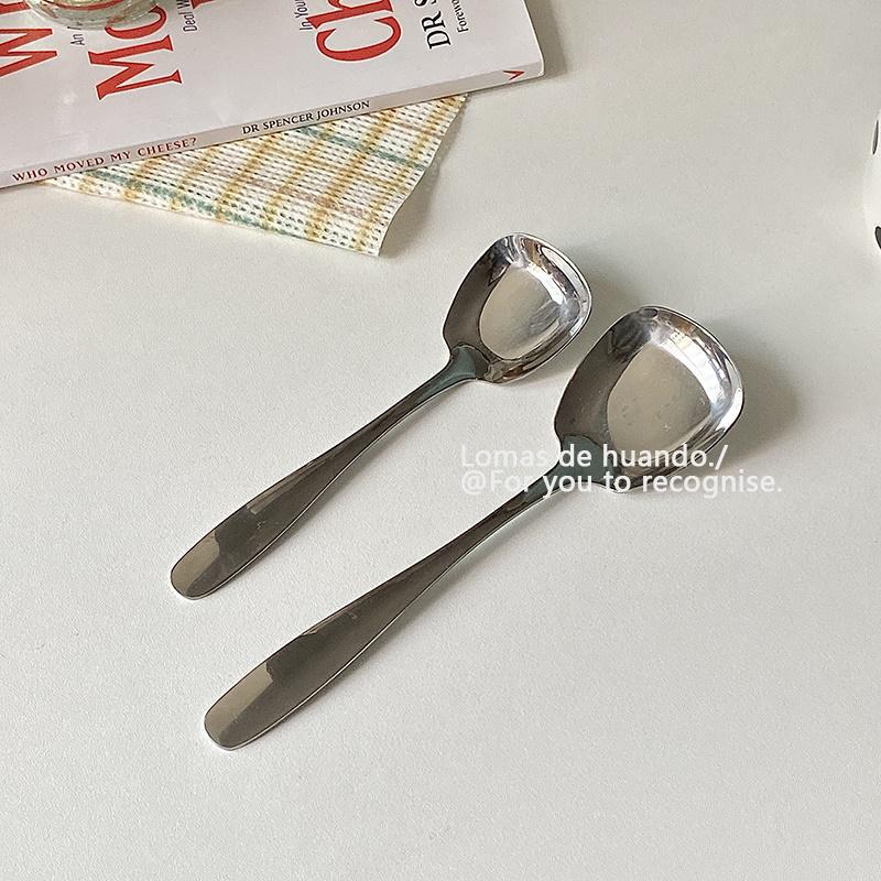 Корейская ложка для десертов, ложка для йогурта, утолщенная нержавеющая сталь, квадратная голова