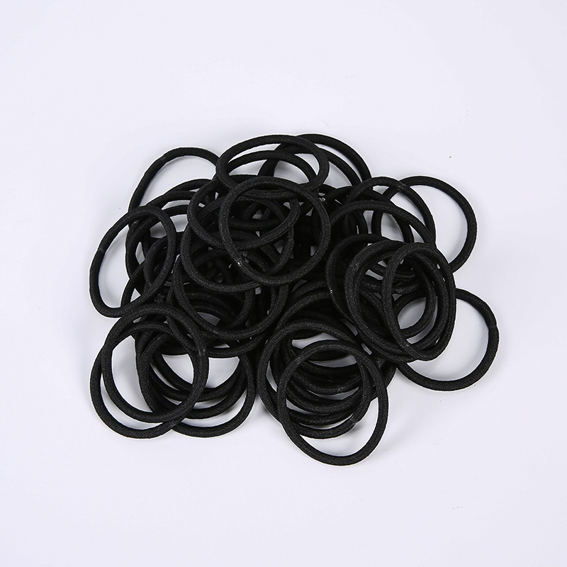 Cross-Border 4mm black seamless rubber band elastic headband base hair ring diy accessories factory direct headwear