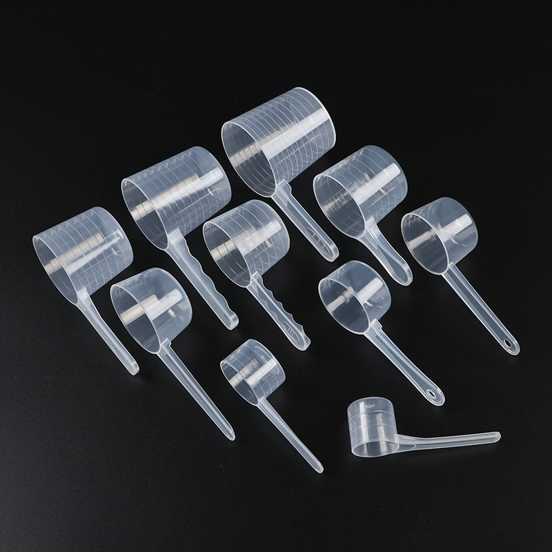 Food grade pp new solid dual-purpose plastic spoon protein powder high transparent scale spoon plastic measuring spoon direct supply