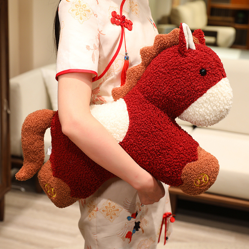 New Year Creative Chinese Style Ingot Pony Mascot Plush Pillow Doll Sofa Decoration Ornament Car Backrest