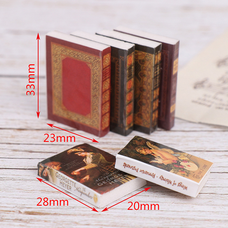 1:12 Doll House Simulation Mini Retro Book Can't Turn Page Miniature Scene Ornaments