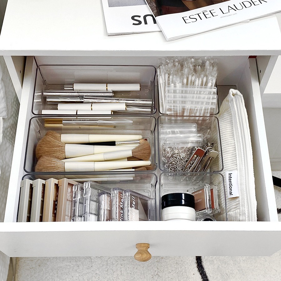 Household Transparent Storage Box Desktop Plastic Finishing Box Portable Storage Box Finishing Small Box Beauty Makeup Storage Combination