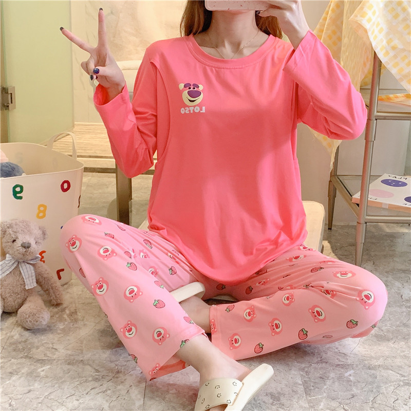 Bear Long-sleeved Pregnant Women's Pajamas Women's Spring and Autumn Maternity Clothing Postpartum Nursing Maternal Nursing Home Suit Summer