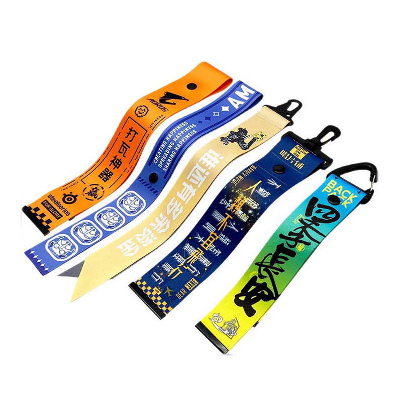 Heat Transfer Gradient Trendy Ski Streamer Polyester Clothing Pendant Decoration Car Motorcycle Personalized Streamer Lanyard