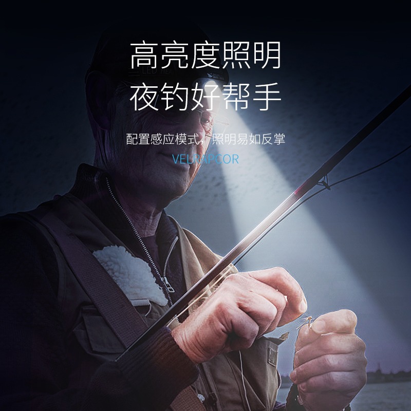 Headlamp Super Bright Long Life Rechargeable Head-Mounted Strong Light Sensor Flashlight Led Night Fishing Lamp Long Life Lithium Battery