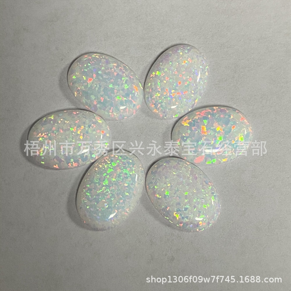 Opper Synthetic Opal Flat Bottom Semi-circular Oval Artificial Opal Bare Stone