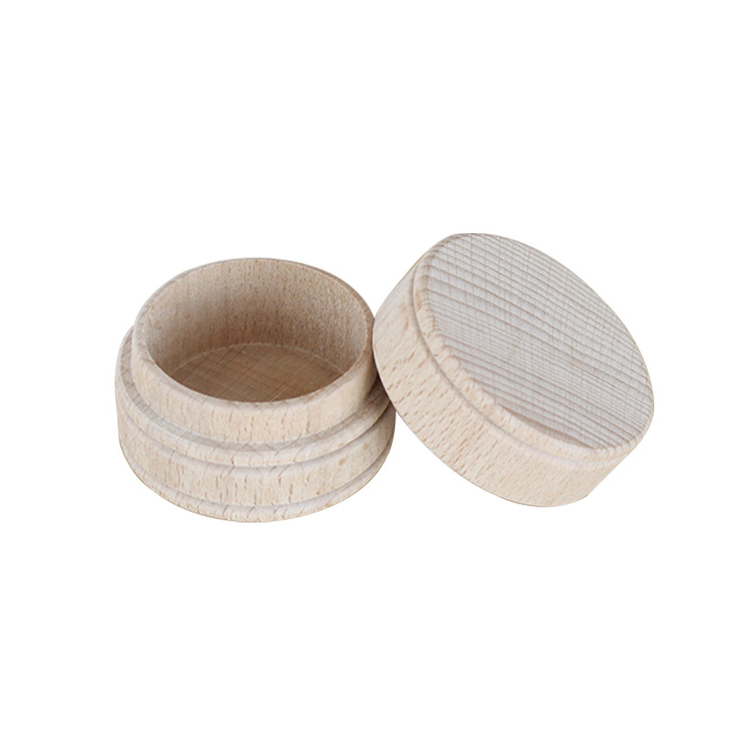 Round Wood Box Beech Round Ring Box Solid Wood Gift Box Earrings Necklace Mini Jewelry Storage Box