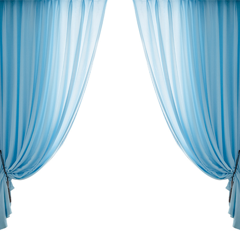 White yarn solid color curtain gauze curtain transparent phantom yarn punch-free Velcro partition thickened finished white yarn