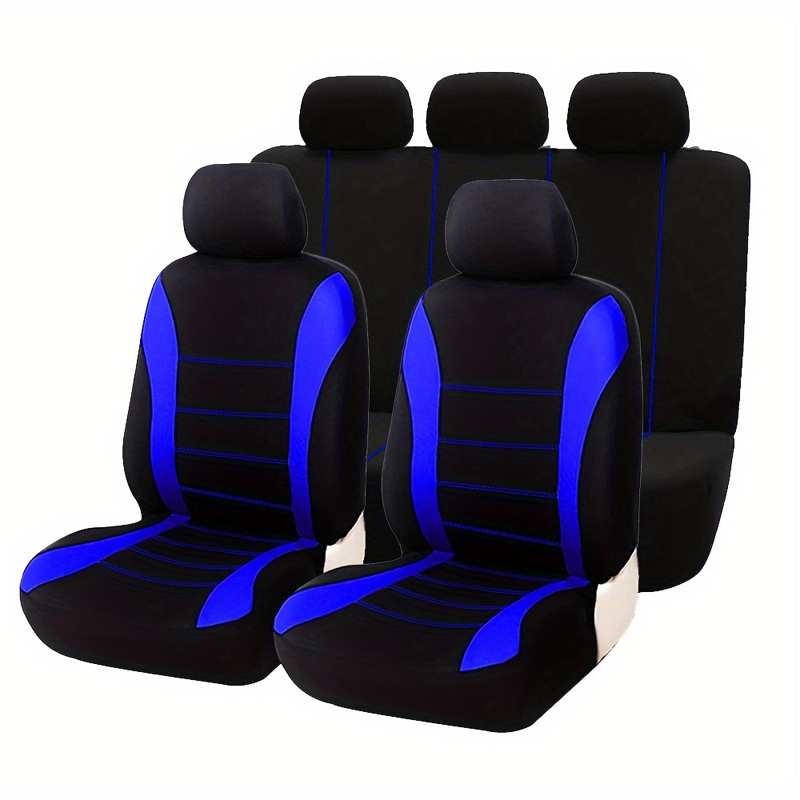 Cross-Border Temu Amazon Mexico Black Waistline Style Universal Five-Seater Car Fabric Seat Cover with Stitching