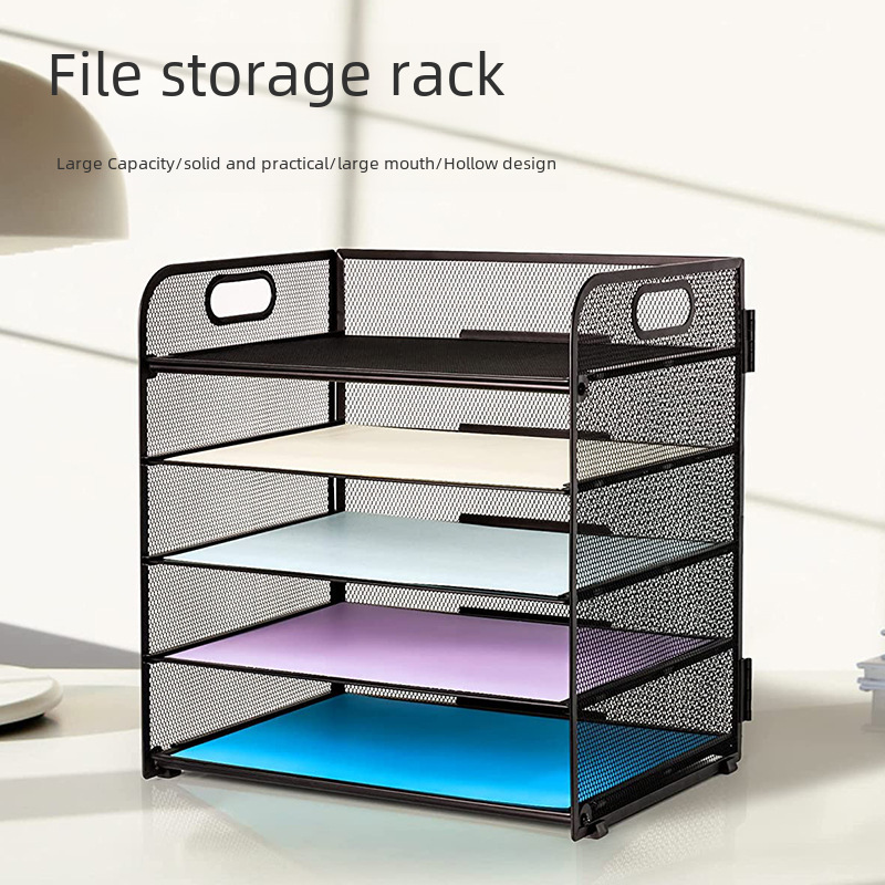 Cross-Border Office File Rack Multi-Layer A4 Paper File Desktop File Storage Rack Metal Office Document Storage Rack
