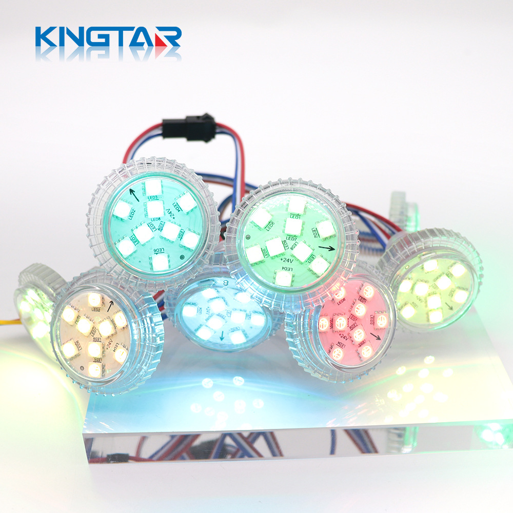 35mm Diameter Full Color 9Led Light Source Flat Shell Mushroom Pixel Lamp 24V Ferris Wheel Amusement Equipment Marquee