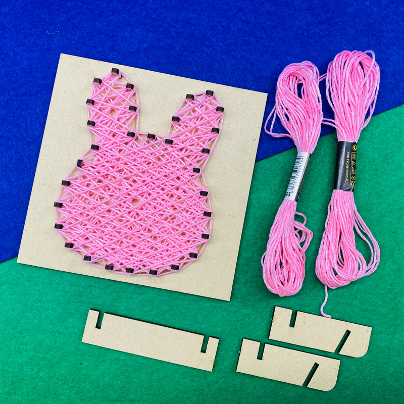 Wooden DIY Handmade Wire-Wrapped Nail Art Children's Educational Threading Craft Desktop Creative Ornament Material Kit