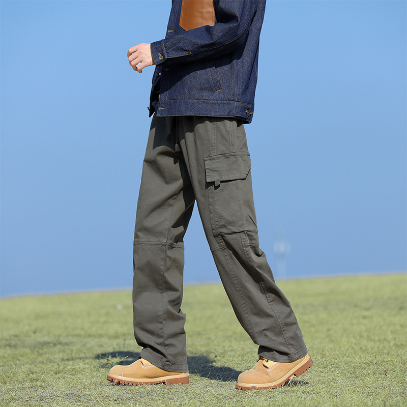 Casual pants men's spring and autumn new fashion brand plus size loose American overalls men's all-match elastic waist trousers