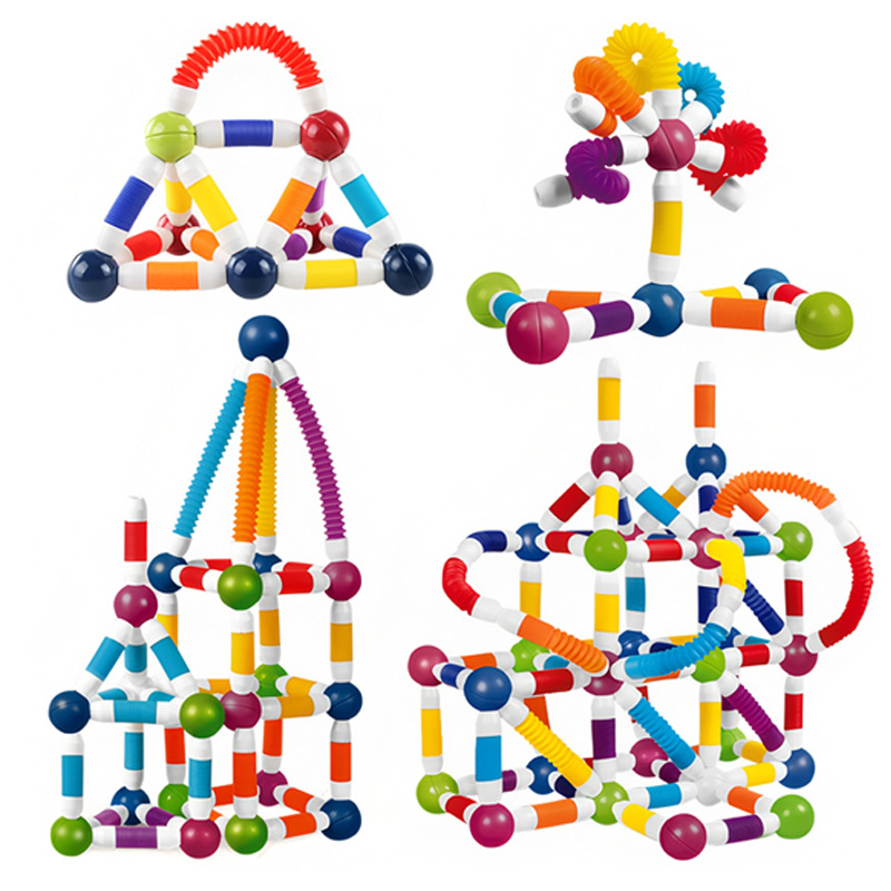 Cross-Border Twist Children's Educational Magnetic Building Blocks Magnetic Decompression Variety Telescopic Magnetic Rod Assembly Toys Wholesale
