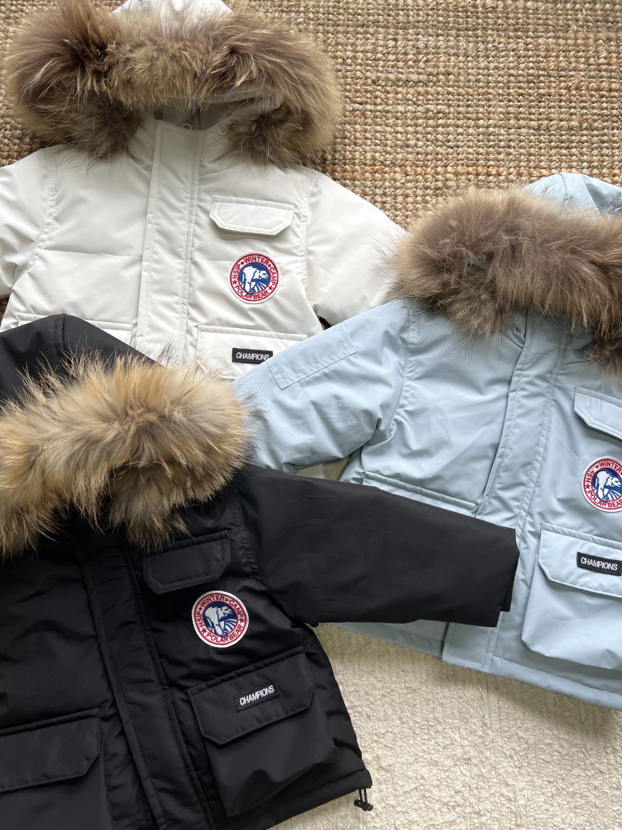 Parker Kidsren's down Jacket Warm Winter Kidsren's Large Fur Collar Hoodie Pure Color Baby Jacket Boys and Girls Winter