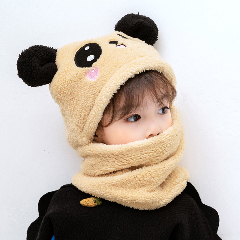 Children's hat autumn and winter boys and girls ear protection cap scarf one-piece cute super cute baby ear cotton cap warm windproof