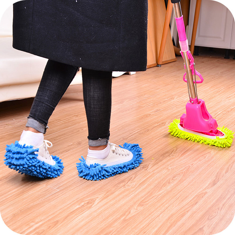 Factory direct supply chenille shoe cover floor cleaning lazy shoe cover removable scrubbing slippers mop cover single price