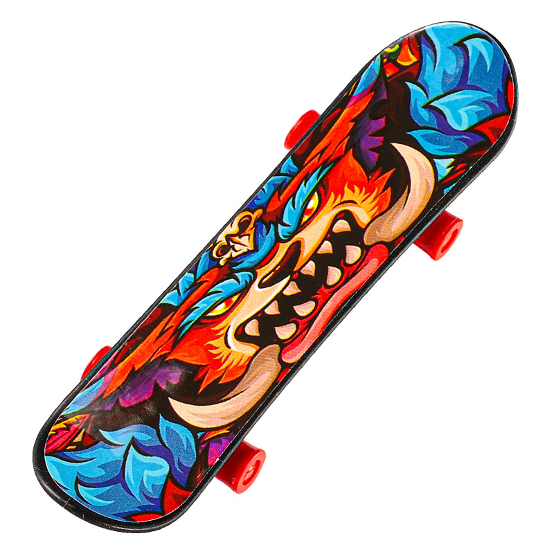 Children's Educational Toys Wholesale Mixed Batch 9.5cm Finger Skateboard Plastic Material Finger Skateboard with Various Patterns