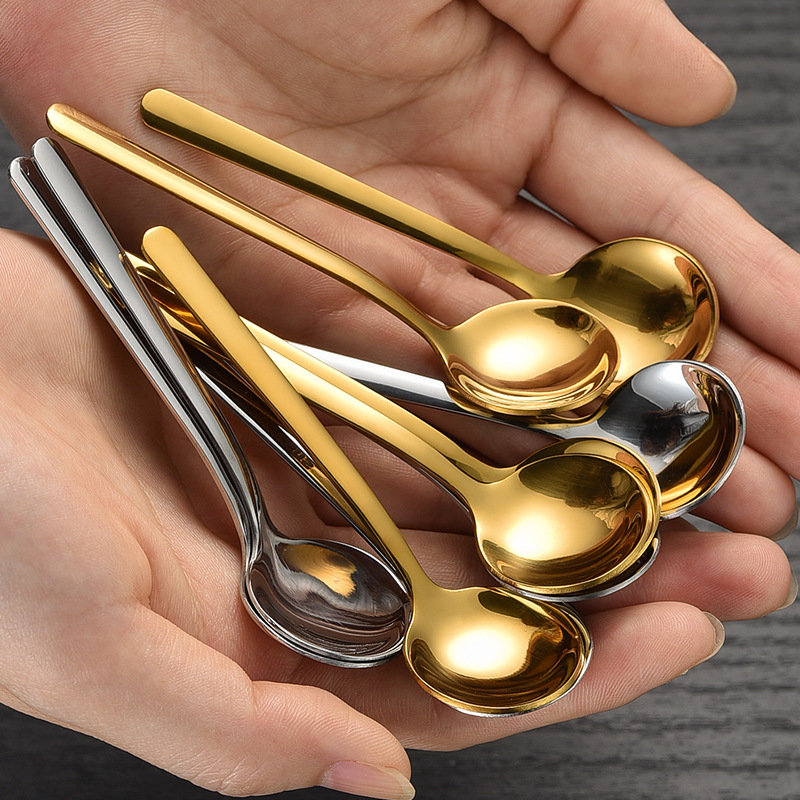 304 Stainless Steel 10cm Small Round Spoon Seasoning Jar Seasoning Spoon Coffee Spoon Honey Dessert Spoon