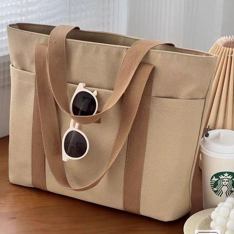 Original Design Japanese-Style Thickened Simple Versatile Commuter Canvas Tote Bag Student Class Shoulder Handbag