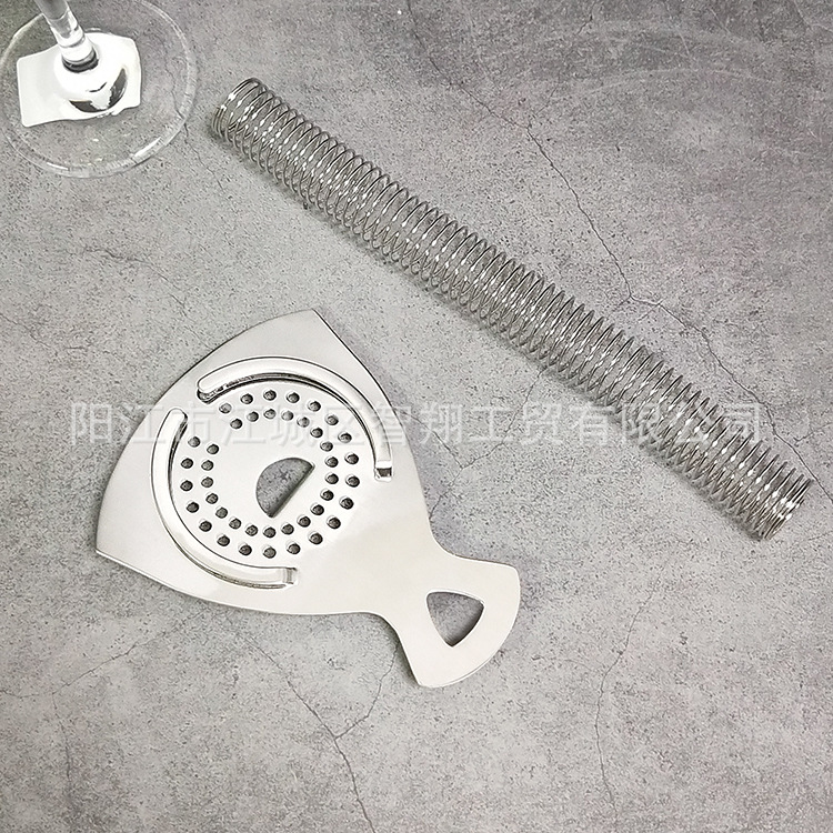 Stainless Steel Cross-Border European-Style Hawthorne Cocktail Strainer 304 Mesh Filter Boston Ice Separator