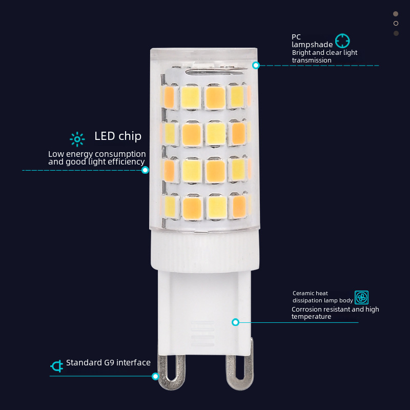 led corn lamp G9g4 lamp bead ceramic 220vled lamp bead household commercial light bulb three color dimming corn lamp