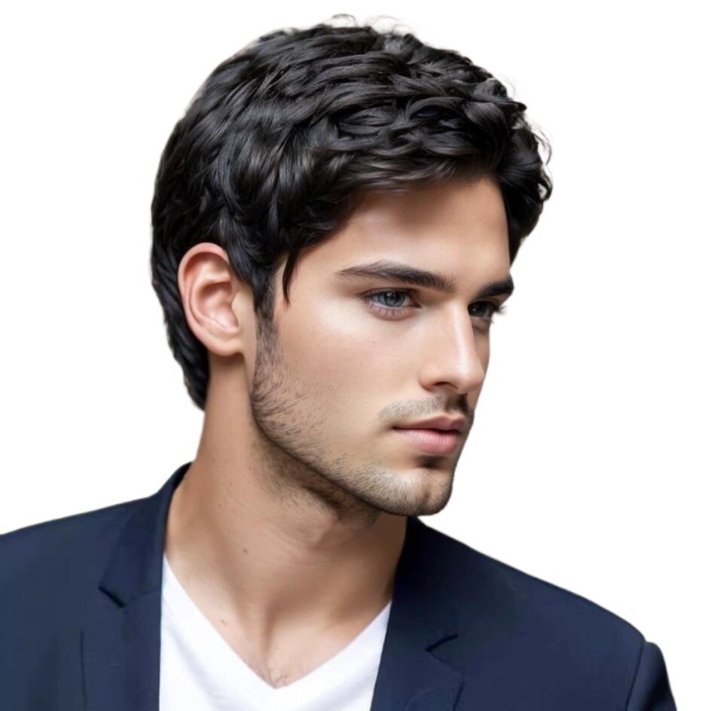 Foreign trade Europe and the United States hot men's wig men's short hair wig bangs partial brown wig a generation of hair