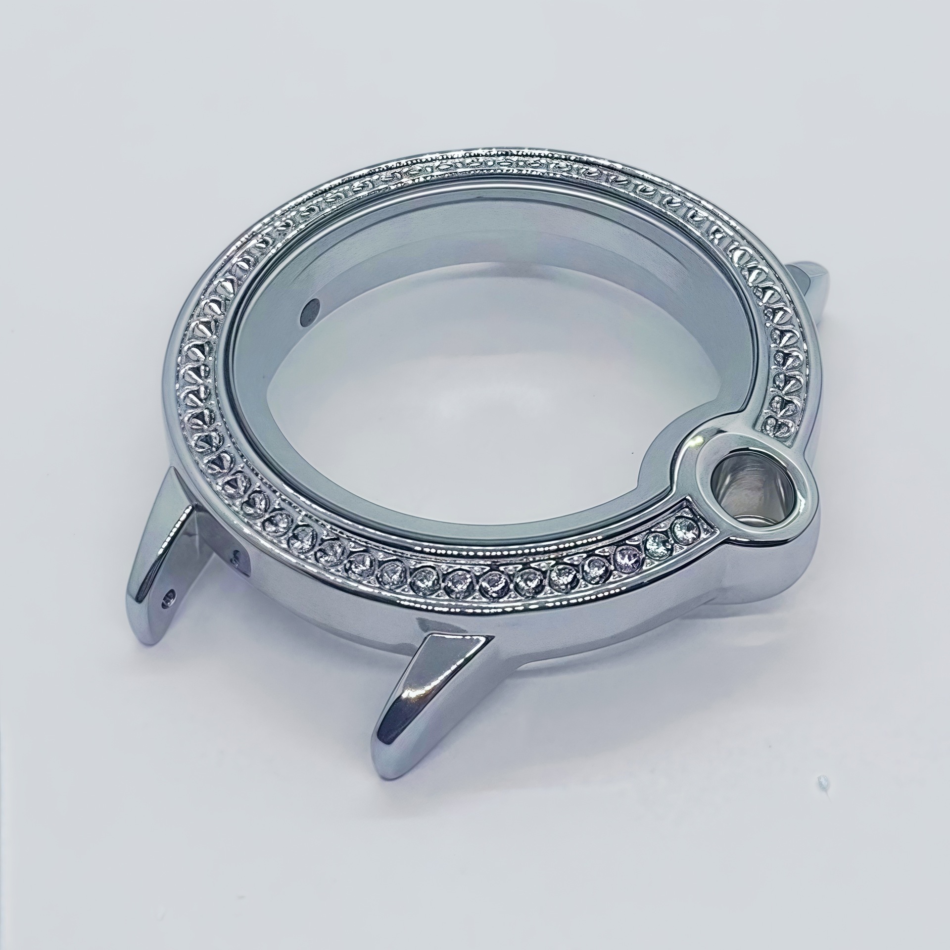 Fashion Women's Watch Case with Enlarged Glass Beads, Zinc Alloy Watch Half-Pack Protective Case, Pc Cut Out with Diamonds