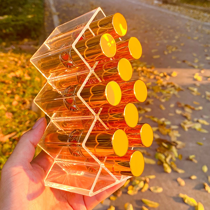 Cross-Border Girly Heart Small Transparent Household Cosmetics Storage Box Lipstick Rack Storage Box Multi-Grid Display Storage Shelf