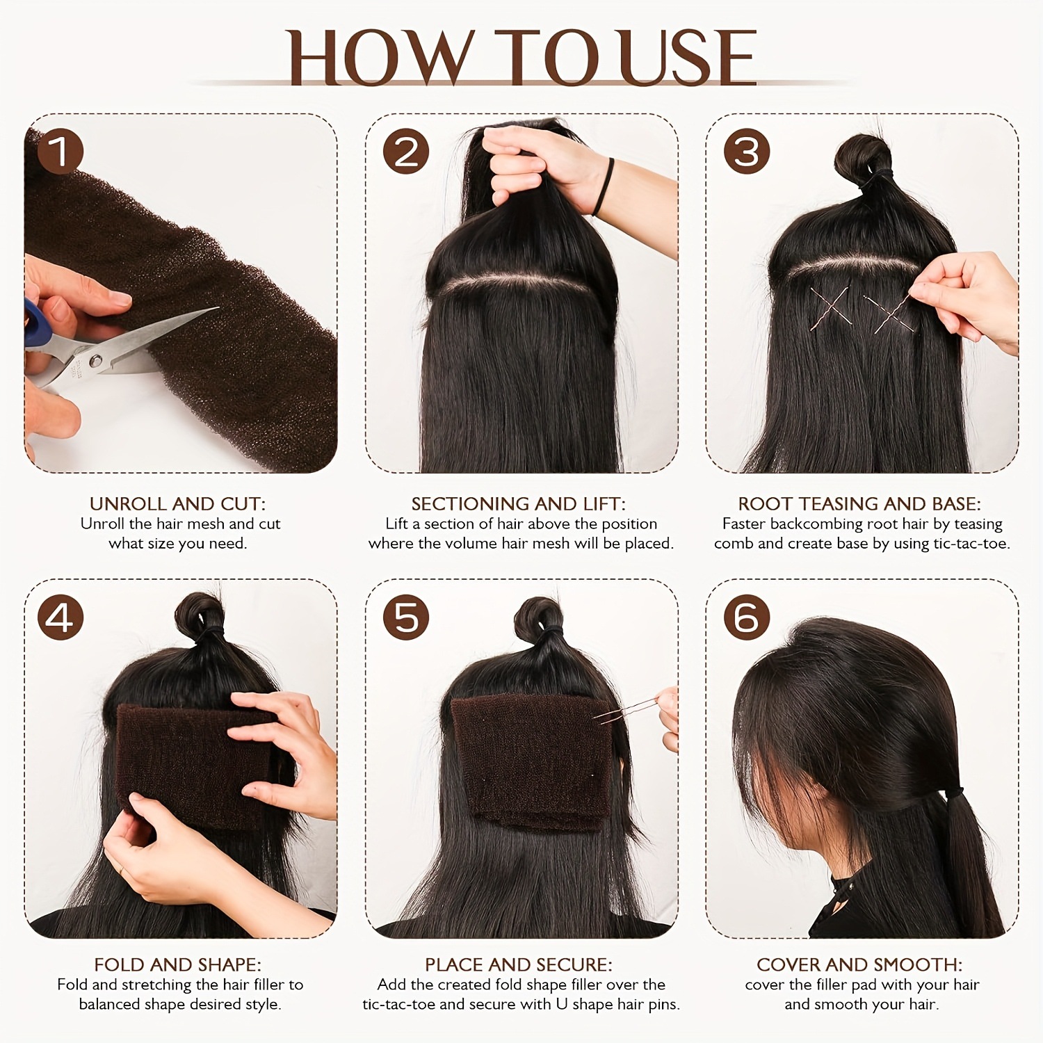 Cross-Border Popular Hair Filler Padding Sponge Donut 180cm Fluffy Invisible Styling Tool Wholesale